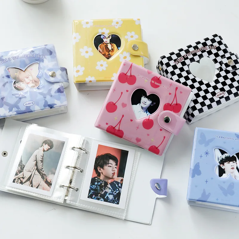 

3 Inch Photo Album Love Heart Hollow photocard holder Kpop Card Binder Cute Bear Milk Album Instax Scrapbook Album Collect Book