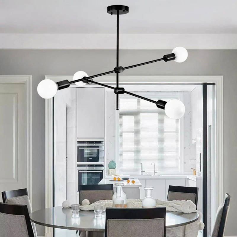 1/2/4/6/8heads Rotatable Adjustment Luxury Brass Chandelier Lights Living Dining Room Bedroom Decor Light Fixture E27 Black pend