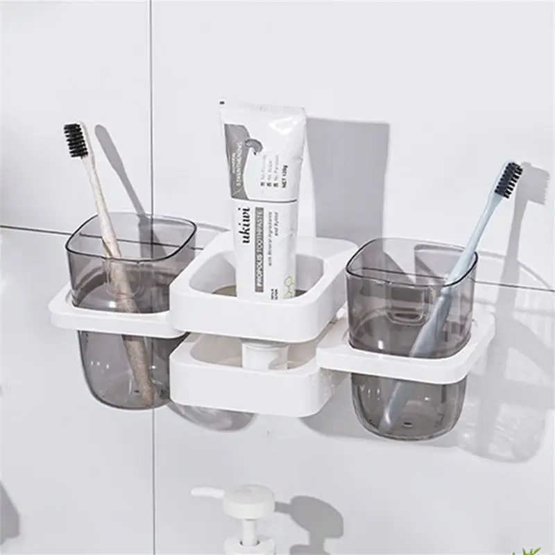 

Creative Toothbrush Holder Non-perforated Toothbrush Toothpaste Box Bathroom Shower Shelf Mouthwash Cup Wall-mounted Bathroom