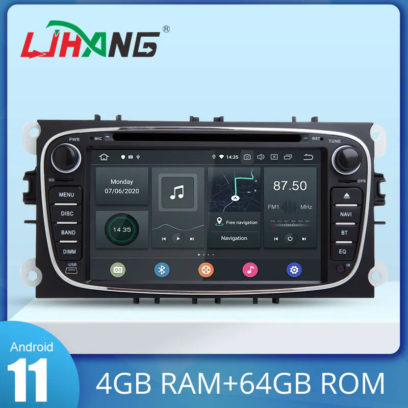 Автомагнитола LJHANG, 2 Din, Android 10, DVD-плеер для FORD FOCUS, Mondeo S-MAX, C-MAX, Galaxy, kuga, GPS-навигация