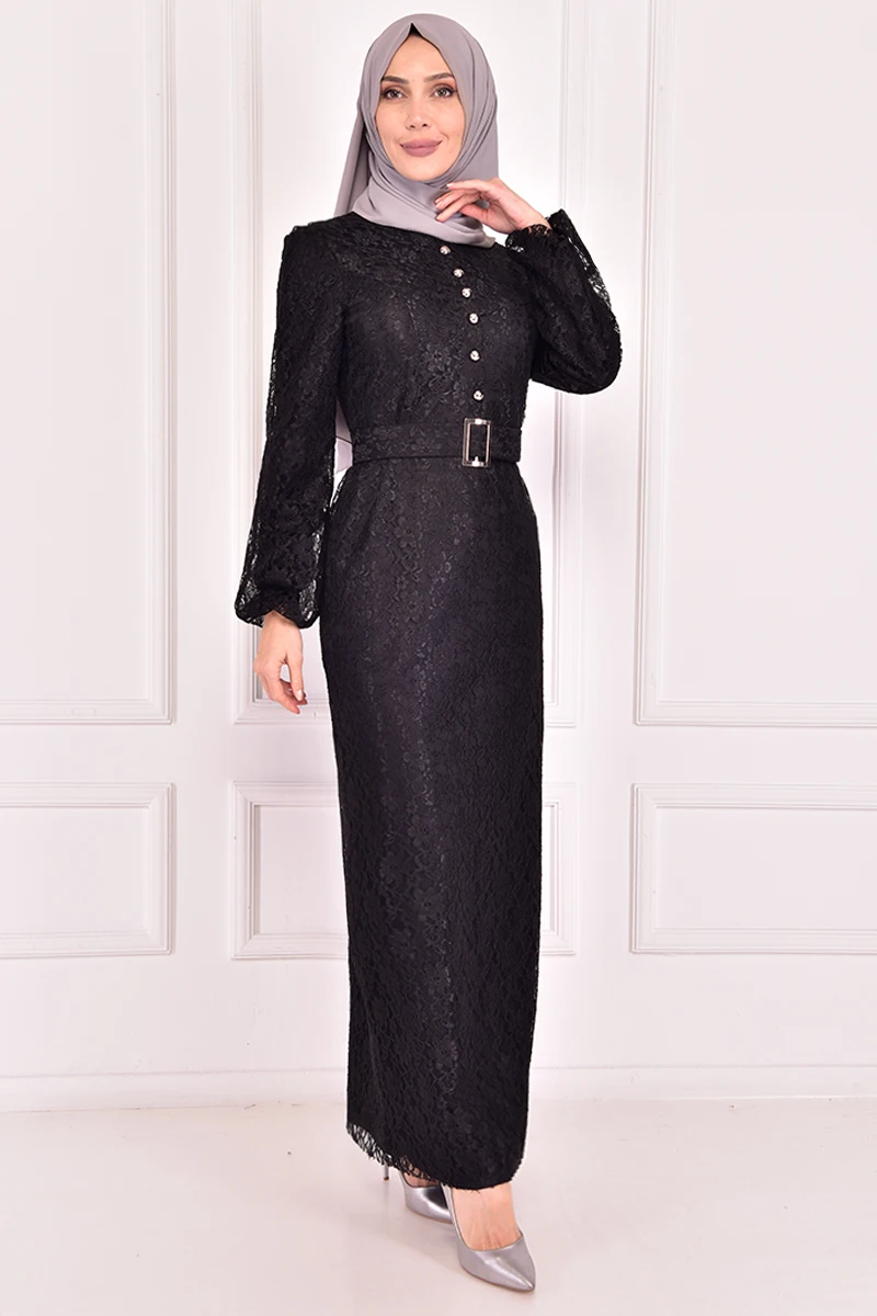 Кружевное платье, черная мусульманская женская одежда, открытое женское платье-Абая, женское платье, магазин в Турции, мусульманское платье...