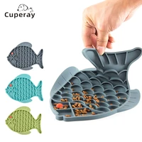 pet food plate dog feeding slow food bowl fish shape dispensing feed plate silicone dog lick pad safe no toxic training plate