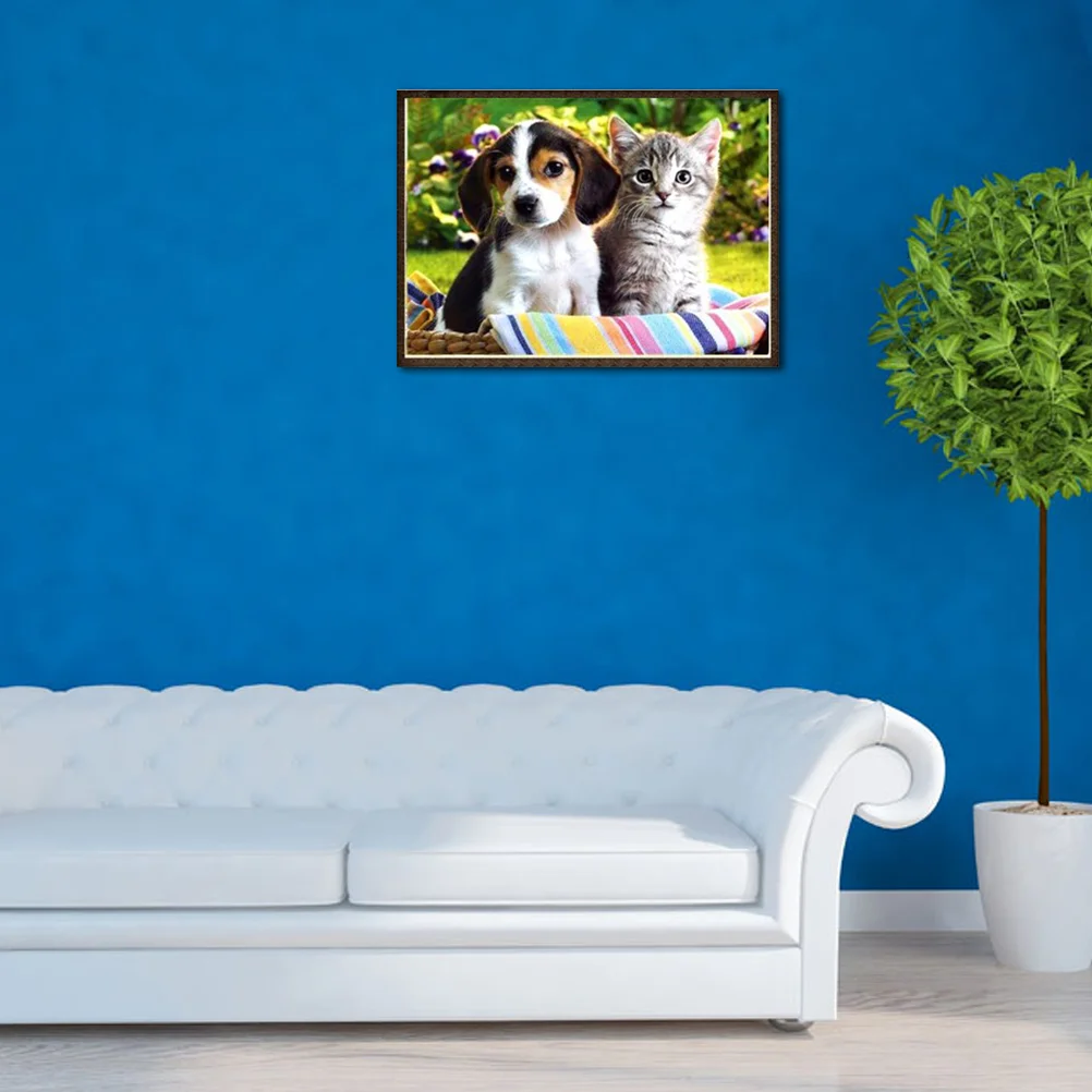 

DIY Diamond Embroidery Painting Kit Cross Stitch Pictures Crafts Household Wall Decor (Puppy and Kitten) Kuromi