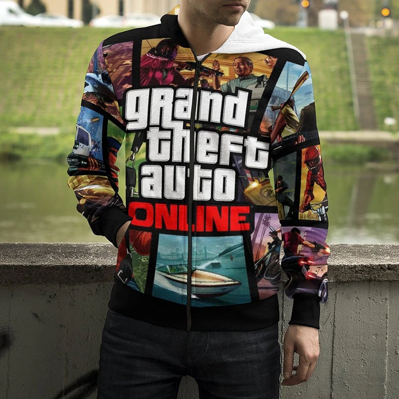 

Толстовка Grand Theft Auto Gta с 3D принтом на молнии для мальчиков и девочек модная крутая с длинным рукавом для мужчин и женщин Весенняя Повседневная Уличная одежда на молнии Толстовка Топы