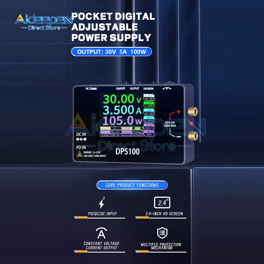 DPS100 Регулируемый источник питания постоянного тока с ЧПУ 30 В 5 А Лабораторный