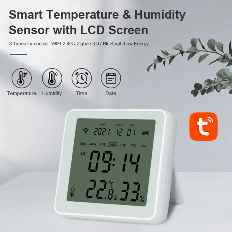 

Tuya ZigBee Smart Home Temperature And Humidity Sensor With LED Screen Works With Alexa Google Assistant And Tuya Smart Life