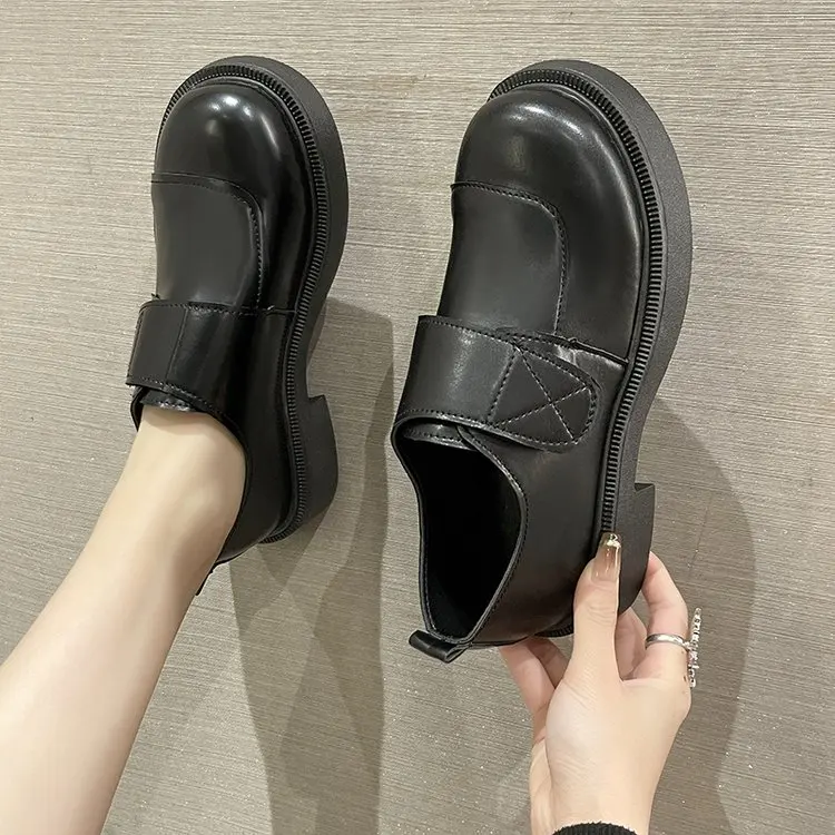2023 spring new single-shoe women's shoes low-heeled small leather shoes