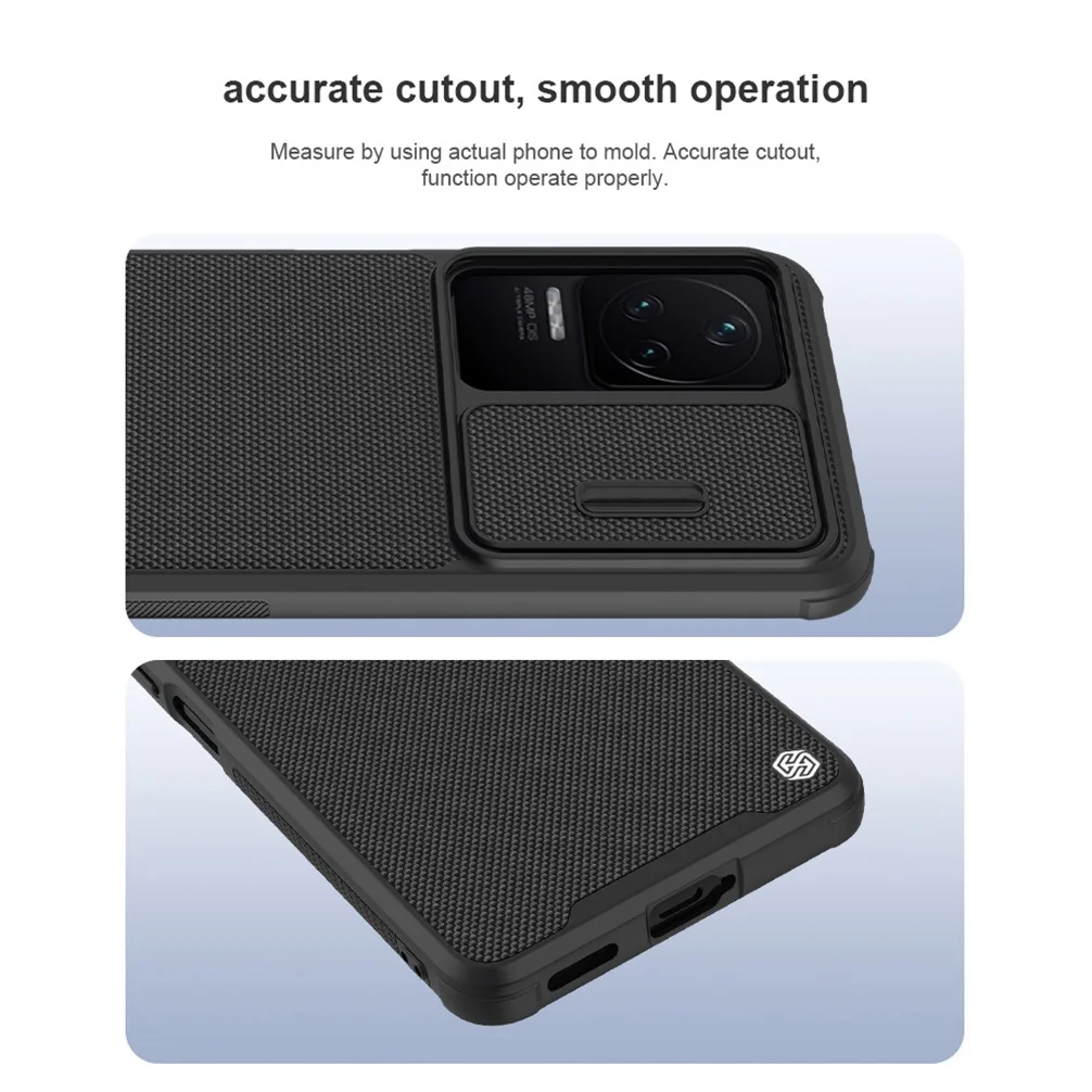 For Xiaomi Poco F4 Case NILLKIN Texture Pro Nylon Fiber Back Shell Slide Lens Wearproof Cases For Xiaomi Poco F4 5G Cover