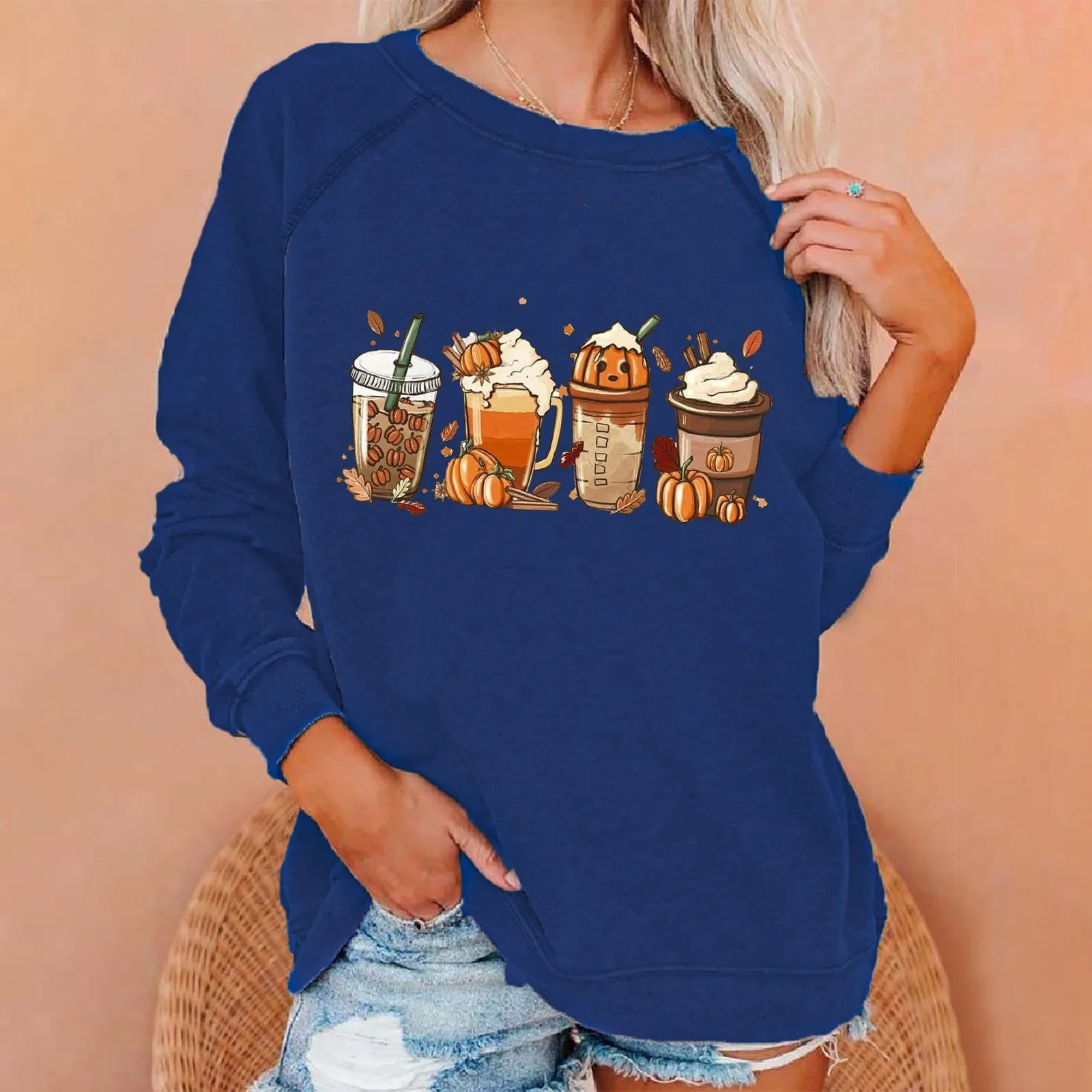 

Женский пуловер с длинным рукавом, круглым вырезом и леопардовым принтом