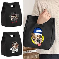 thermal canvas lunch bags for women cooler bag insulated lunch bento pack food picnic bag dog pattern lunch bags for work