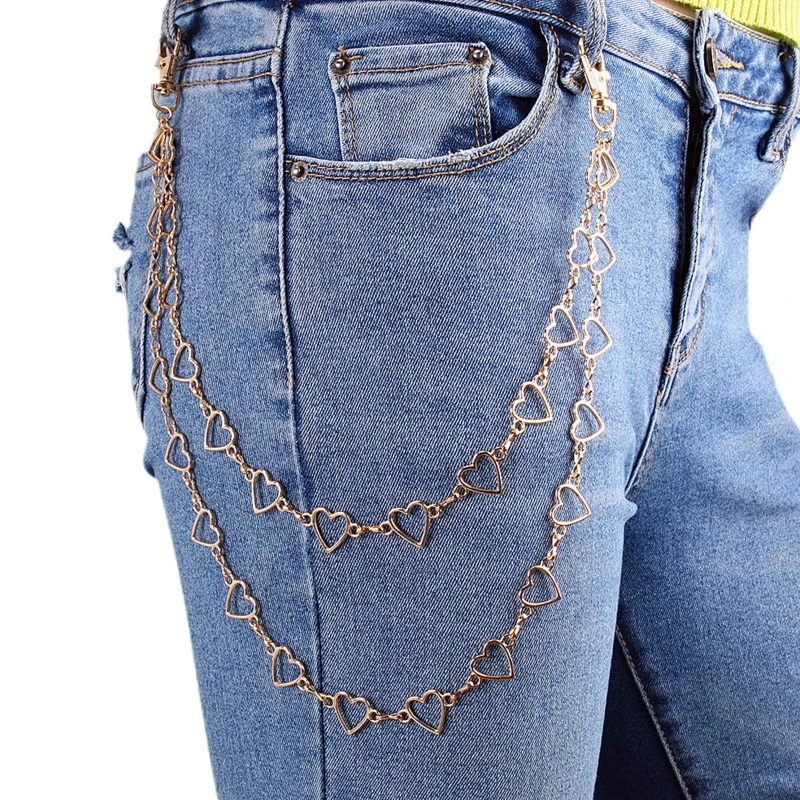 Цепочка для юбки и брюк Готическая двухслойная цепь в форме сердца с подвеской