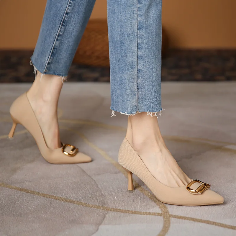 

Женские атласные туфли на высоком каблуке, 7 см