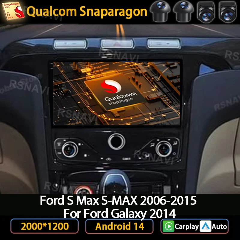 Фото Автомобильное радио Andoird 14 для Ford S Max S-MAX 2006-2015 для Ford Galaxy 2014 5G WIFI 2 DIN головное устройство мультимедиа 2DIN AUTO DSP 4G LTE №1