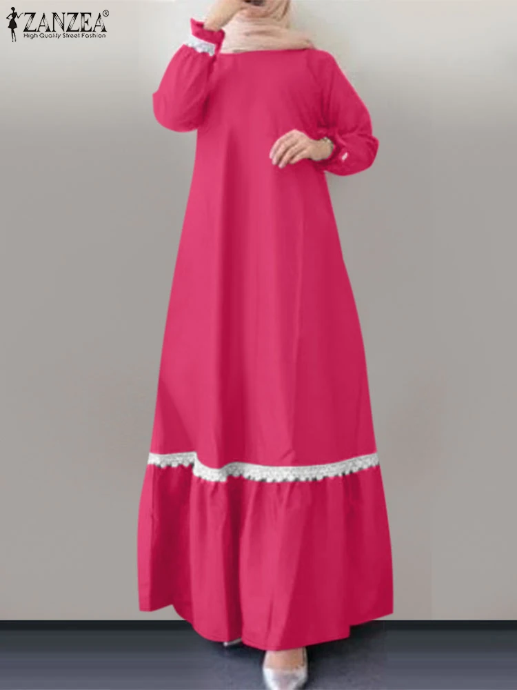 ZANZEA женские осенние элегантные платья с баской и длинными рукавами