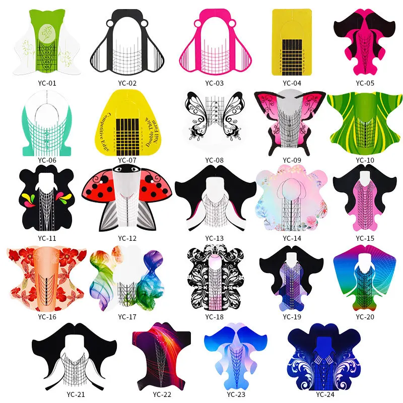

100pcs Professional Nail Art Form French Tips Mold UV Gel Polishing Extension Guide Sticker Tool Manicure Accessory