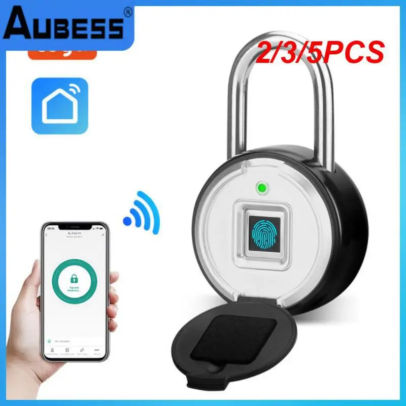 

2/3/5PCS Black Electronic Padlock Waterproof Fingerprint Lock Outdoors Quick Identification Anti-theft Cabinet Lock Smart Lock