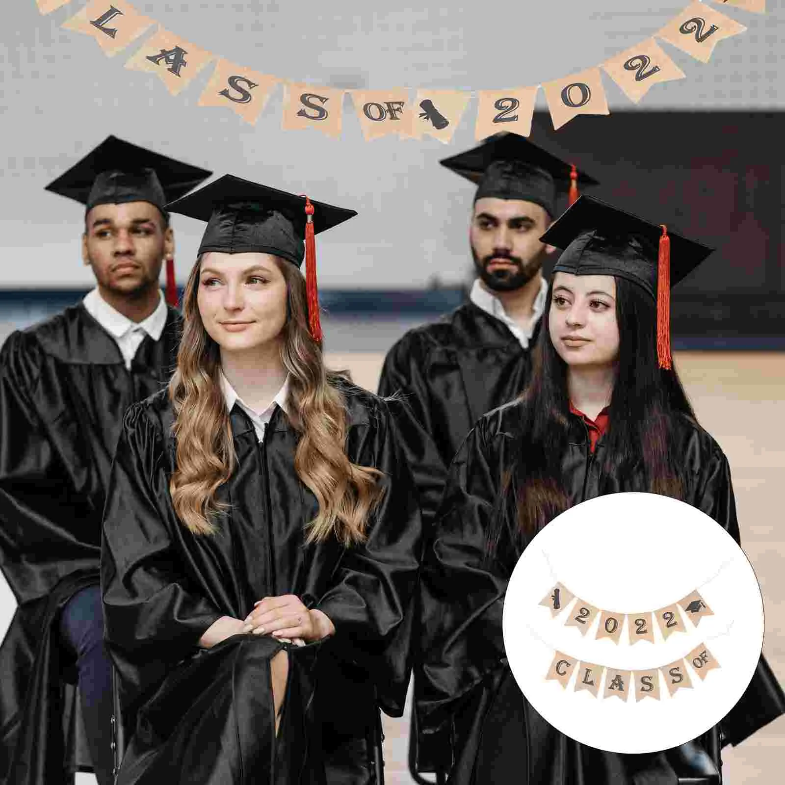 

1Set Graduation Season Hanging Flag Creative Linen Banner Party Bunting Pendant
