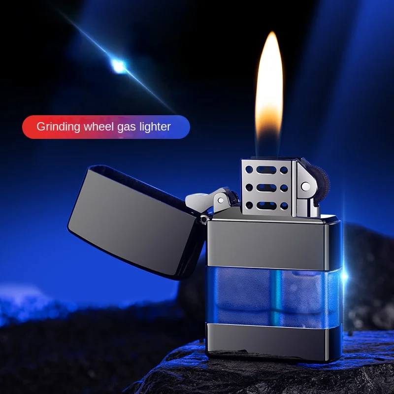 

2701 See-through Transom Grinding Wheel Open Flame Gas Lighter Gift Lighter