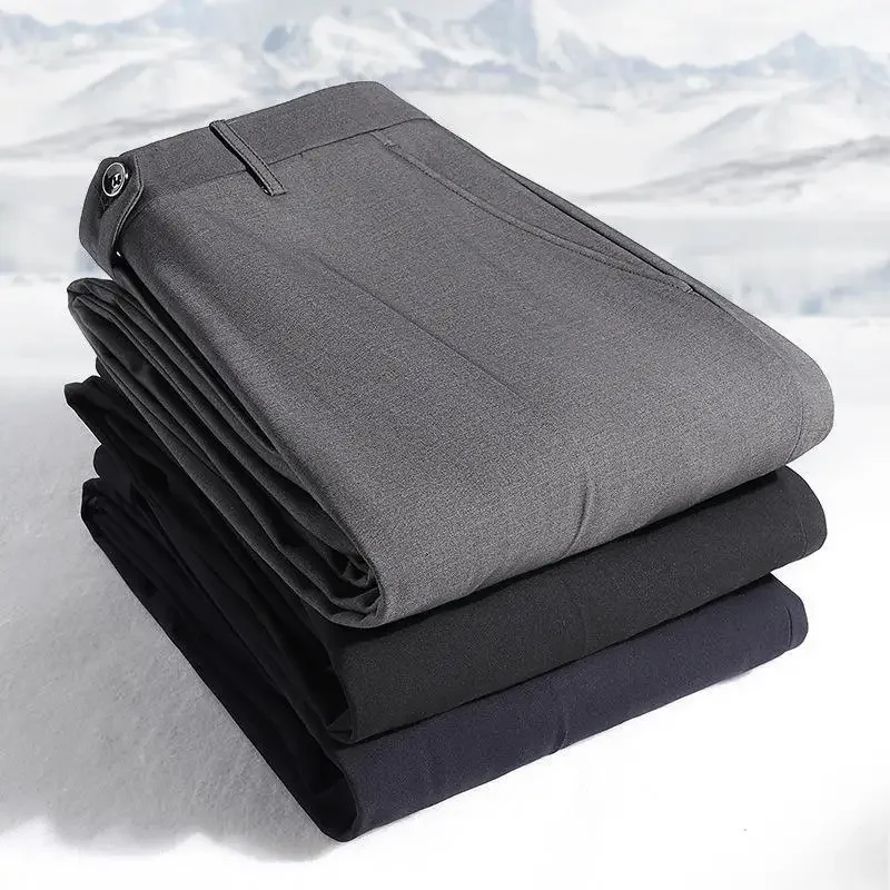 Мужские профессиональные черные эластичные утепленные брюки на флисовой