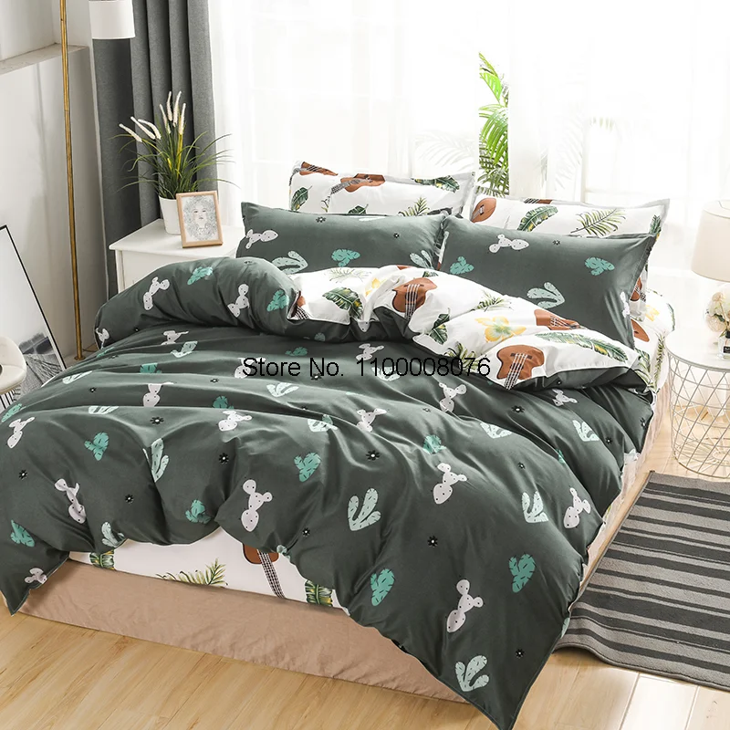 

3/4PC A/B Double Sided Bedding Set Duvet Cover/ Quilt Cover Bedclothes Bed Sheet Single Double Queen King Size For Four Seasons