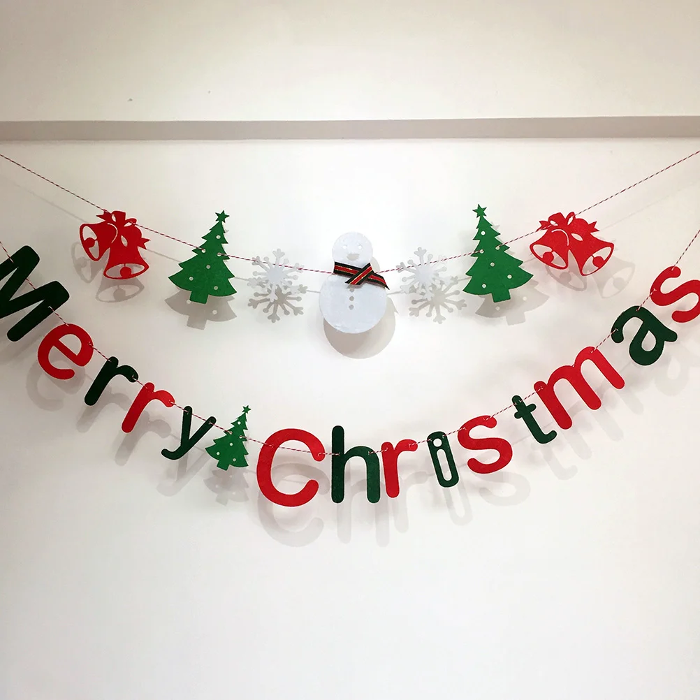 

1PC Ornaments Banner Colorful Snowman Letters Bunting Flag for Christmas Day Party Decoration
