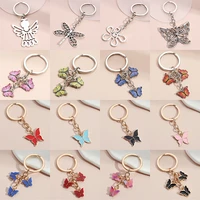 new colorful enamel butterfly keychain insects car key chain holder women bag accessories jewelry friends encanto gifts