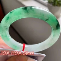 rare ice glutinous jadeite handring natural emerald floating green flower jade bracelet exquisite delicate bangle fine jewelry