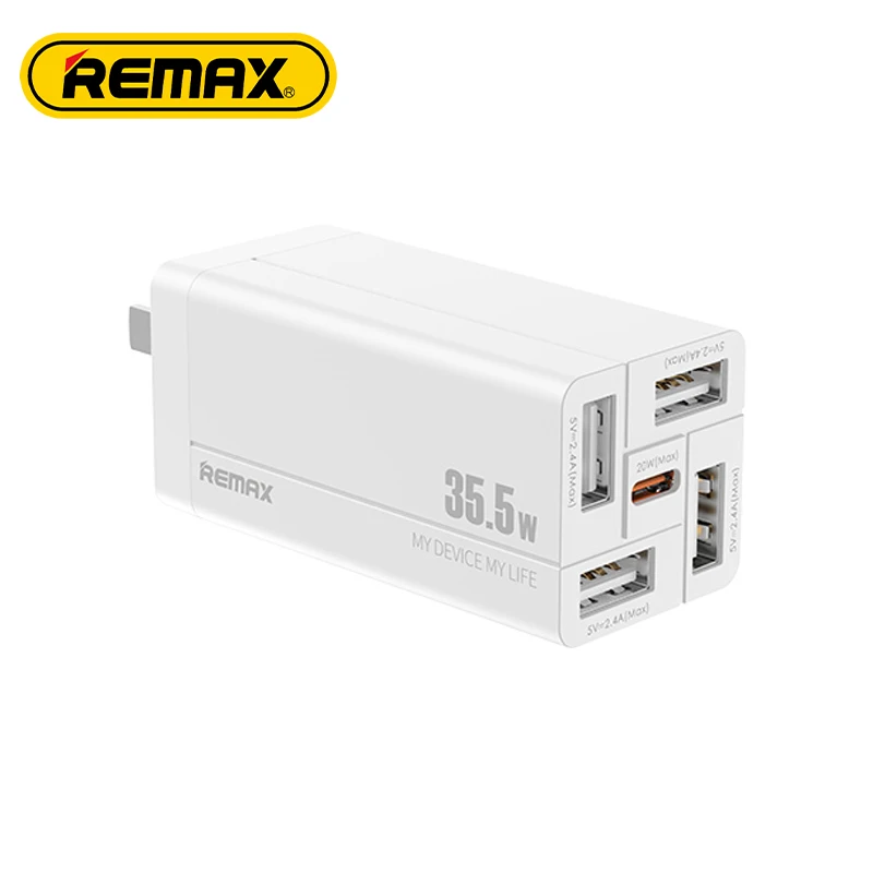 

Remax 35.5W 4U1C Fast Charger PD 20W QC3.0 Quick Charging For iPhone/iPad and All Mobile Phones Foldable US Wall Usb Adapter