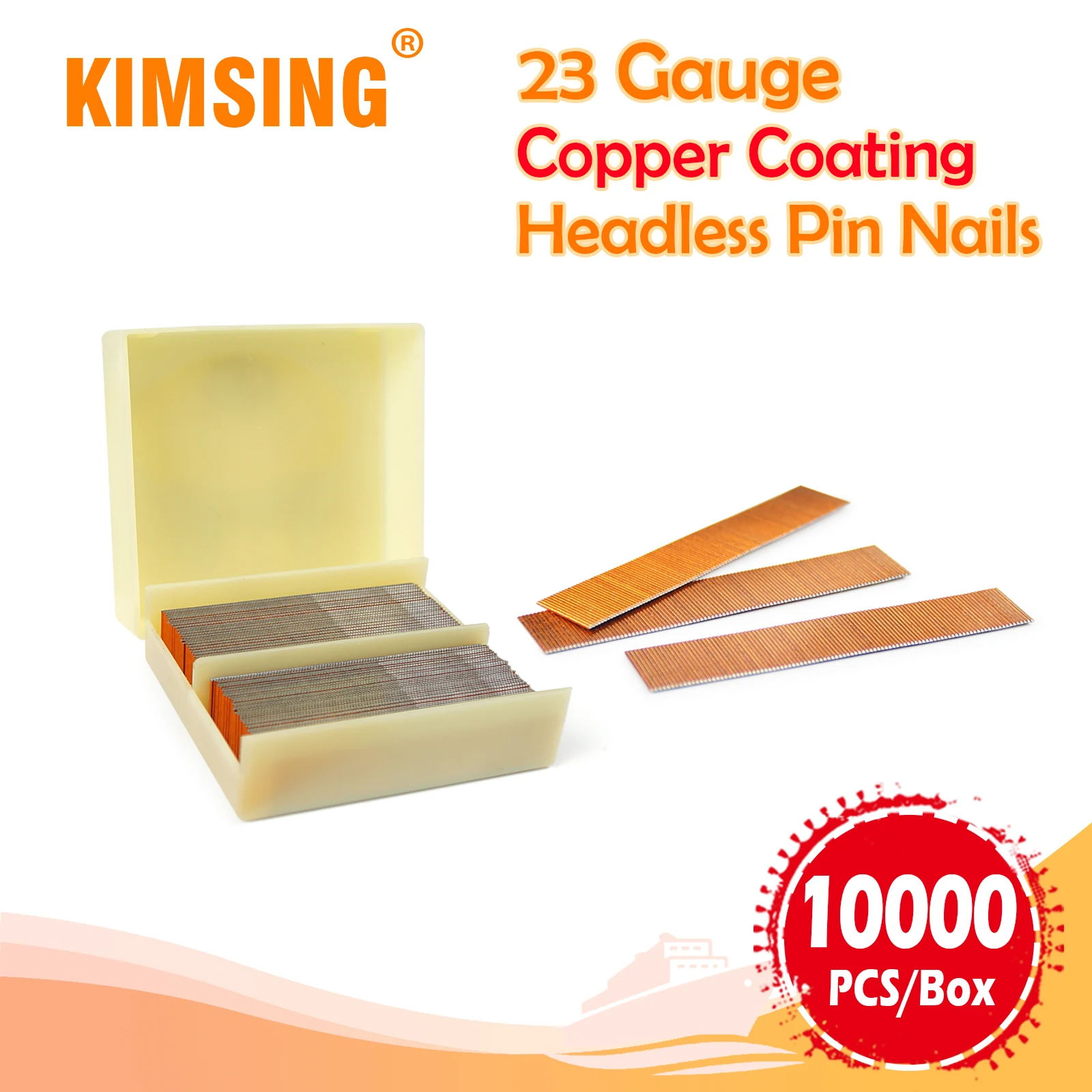 KIMSING 23 Gauge 12-25mm Headless Pin Nails, Copper or Stainless Steel Material, for Pneumatic Pin Nailer, Pinner Gun