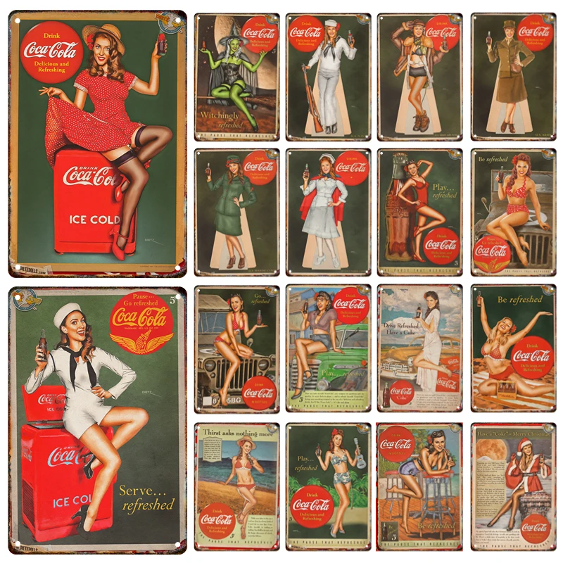 Винтажный Кокс, привлекательная красивая металлическая вывеска, Оловянная живопись, кокс, искусство стены, декоративная роспись в эстетике