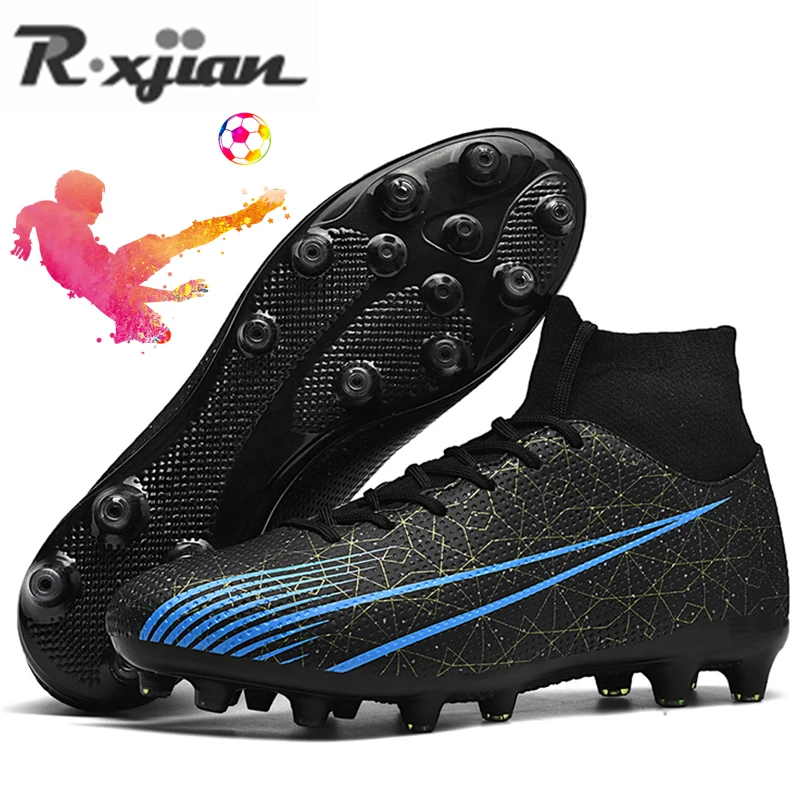 2022 New Adult Professional FG/TF Soccer Shoes Non-Slip Long Spike Football Boots Young Kids High Ankle Cleats Grass  Sneakers