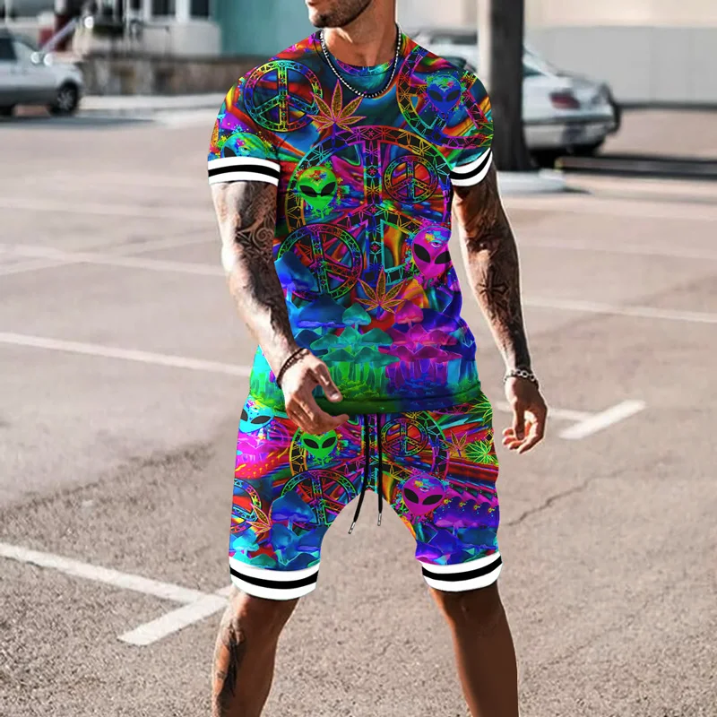 

Men's Animated Car Violin Playing Cards 3D Printed T-Shirt Set High Quality Summer Short Sleeve + Shorts 2 Piece Sportswear