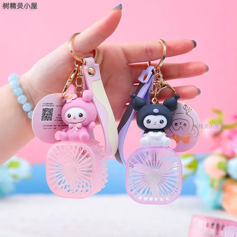 

Cartoon Cute Kawaii Sanrioed My Melody Cinnamoroll New Pattern Creative Mini Fan Charging Portable Portable Keychain Pendant