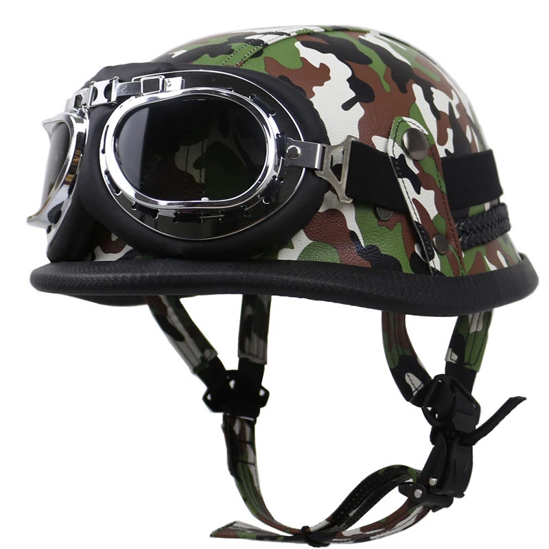 

Motorcycle Helmet Leather Vintage Casco Moto Motorcycle Open Face Retro Half Helmet Chopper Biker Pilot Size S-XXL