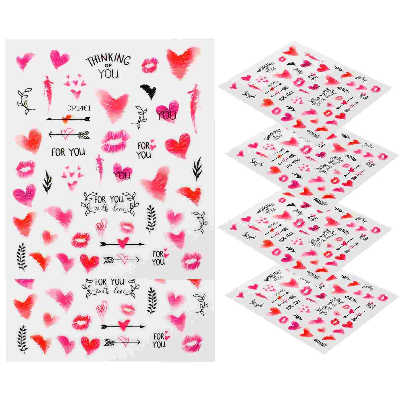 

6 Sheets Nail Decals Valentines Nail Stickers Fingernail Stickers Nail Stickers