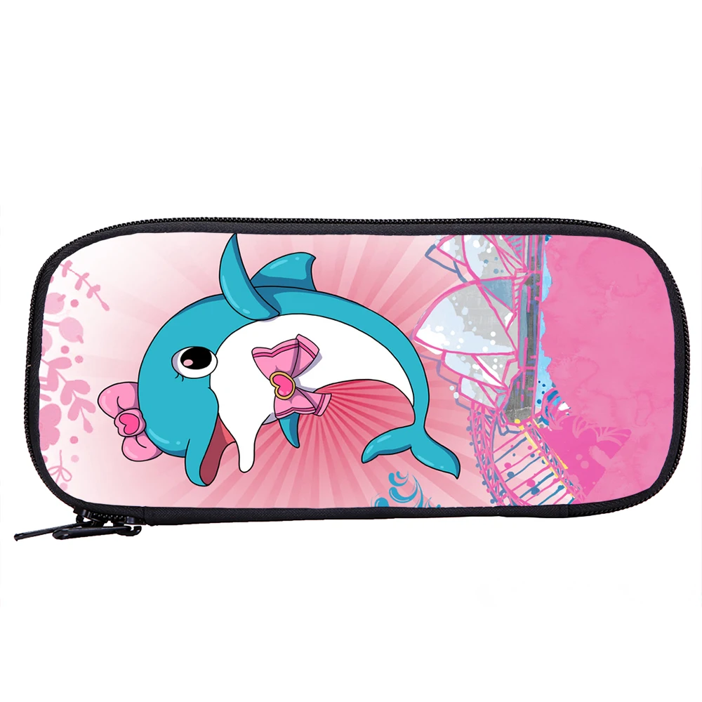 Розовый мультяшный большой рюкзак для девочек с дельфином 17 дюймов 9 л