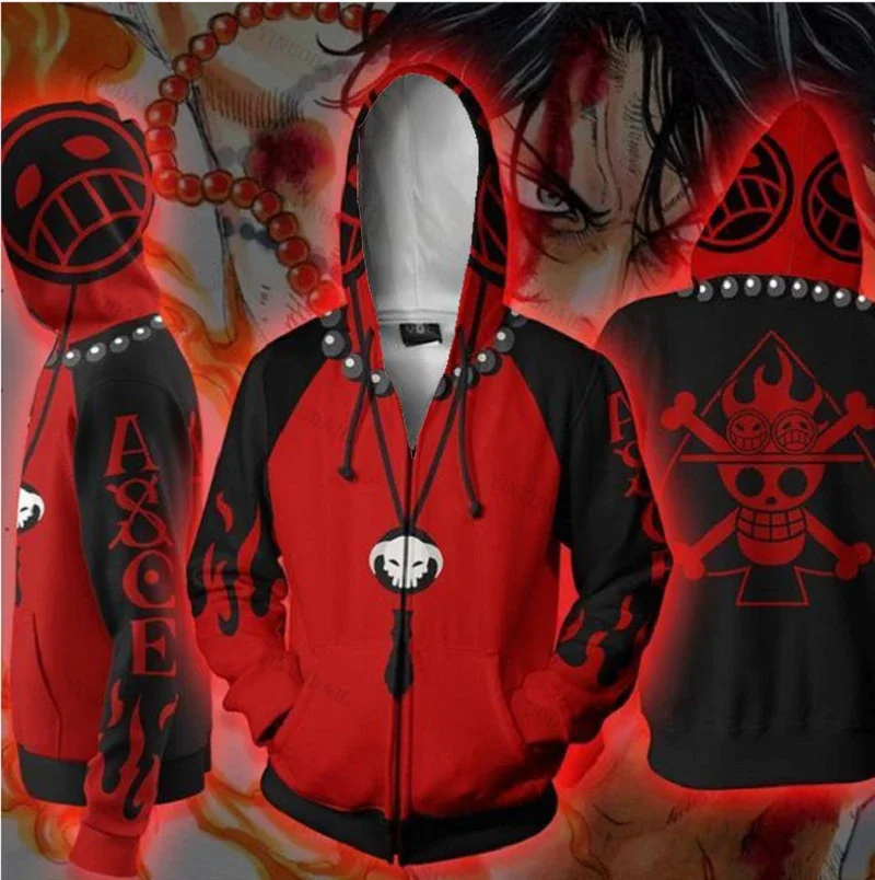 Аниме цельные толстовки пуловер с 3D принтом свитшот обезьянка д Луффи Эйс сабо