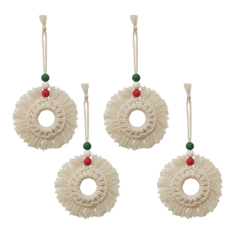 

4Pcs Macrame Door Handle Swing Rope Wall Hanging Decorative for Boho Home Decor Christmas Party Supplies Baby Shower