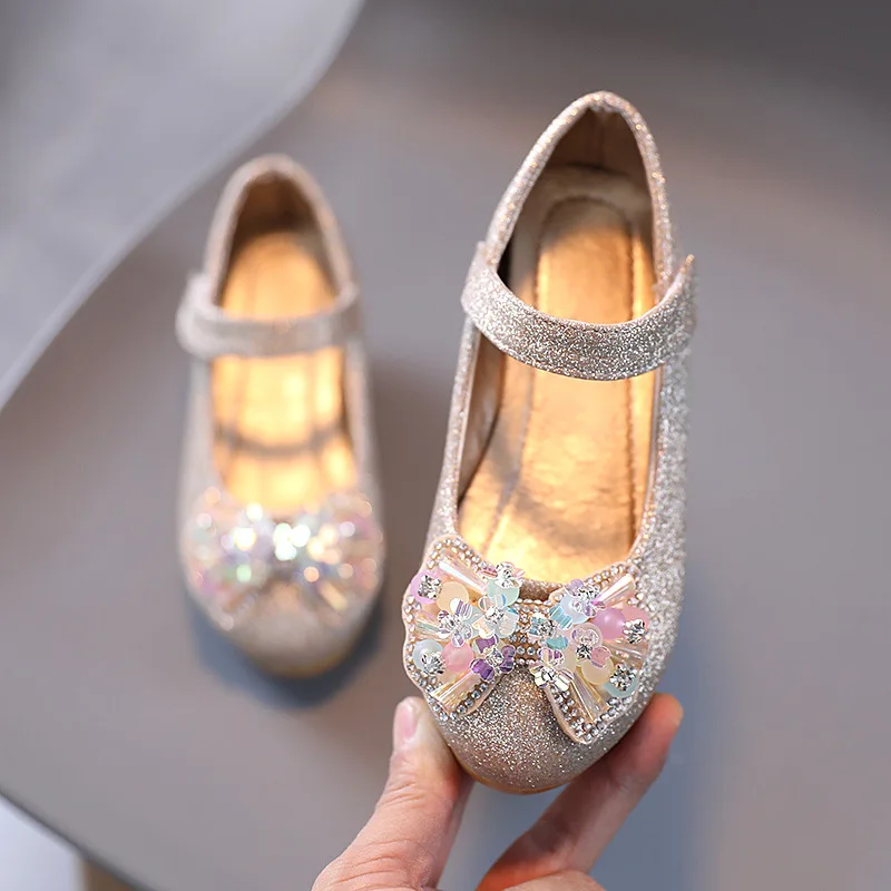 Женские туфли принцессы с хрустальным бантом