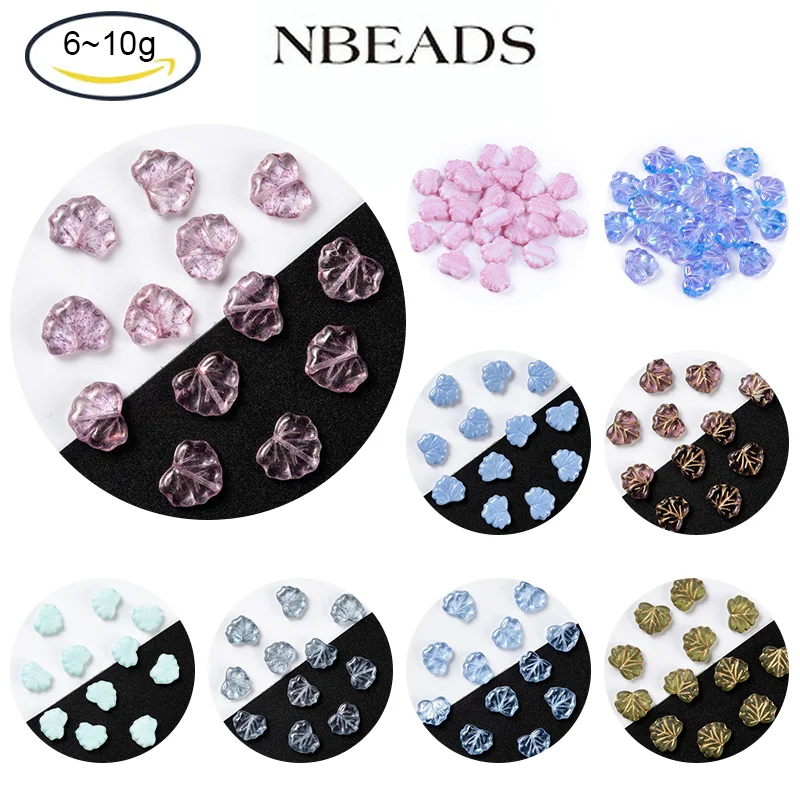 

6-10g Autumn Theme Czech Glass Beads Maple Leaf Olive 10.5x13x4mm Hole: 0.8mm about 11 PCS/10g for DIY Jewelry Making