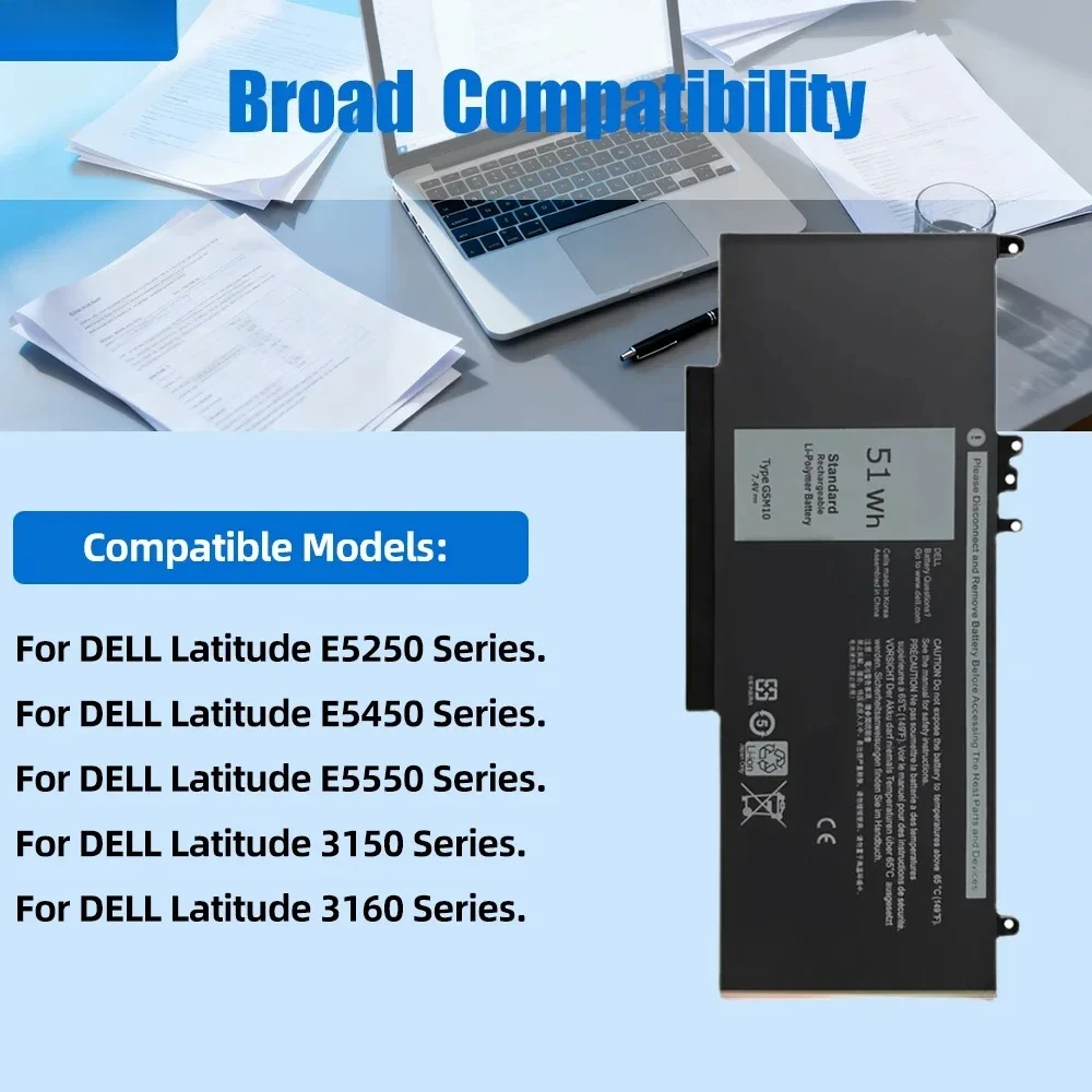 Фото Аккумулятор для ноутбуков Dell Latitude 3150, 3160, E5250, E5450, E5550 (51Wh G5M10, 38Wh RYXXH, 9P4D2, 8V5GX, R9XM9) №3