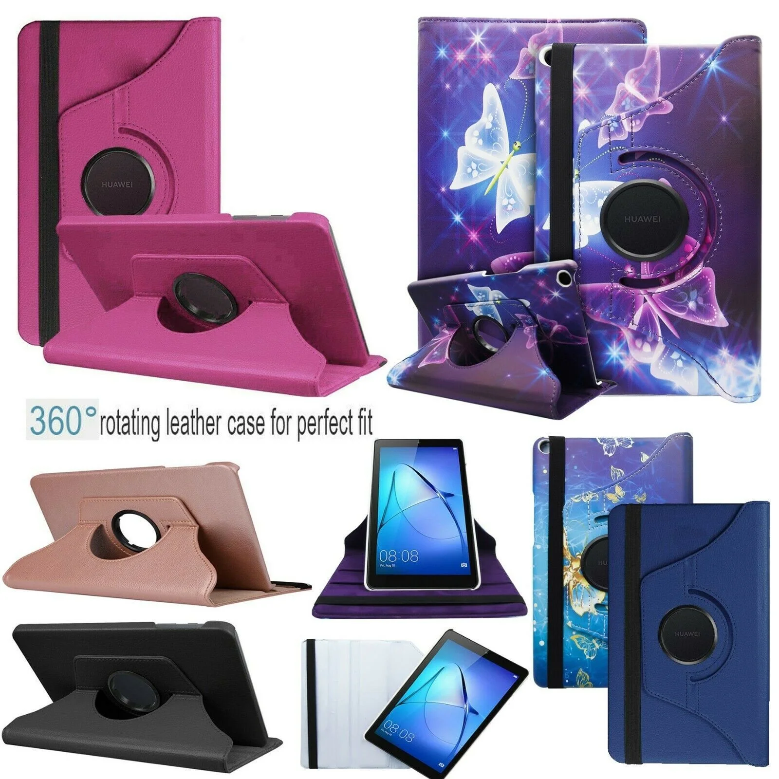 

For For Huawei MediaPad T5 (10.1"inch) 360° Tablet PU Leather Stand Flip Case Cover