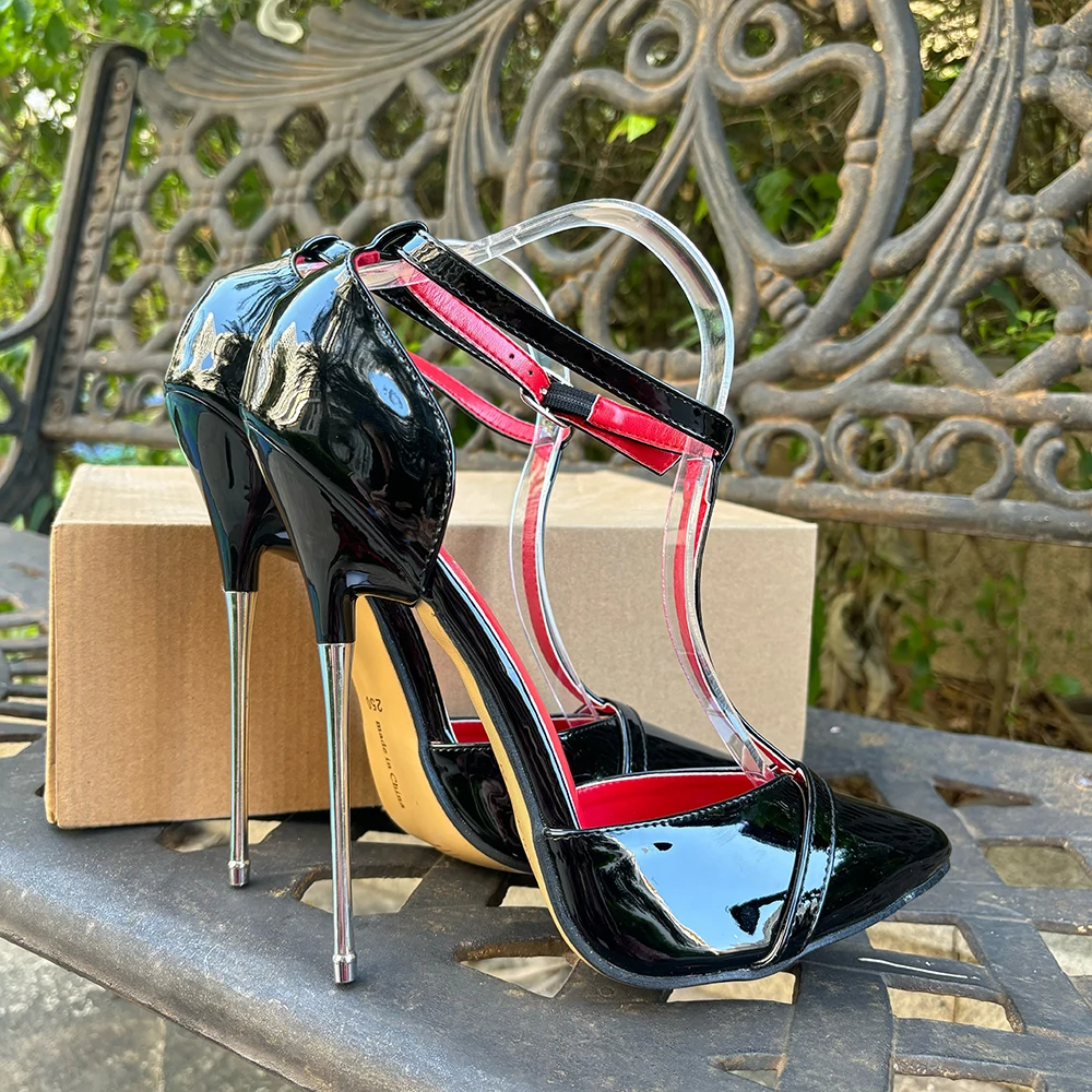 Сексуальные женские туфли-лодочки на очень высоком каблуке 16 см красные внутри с