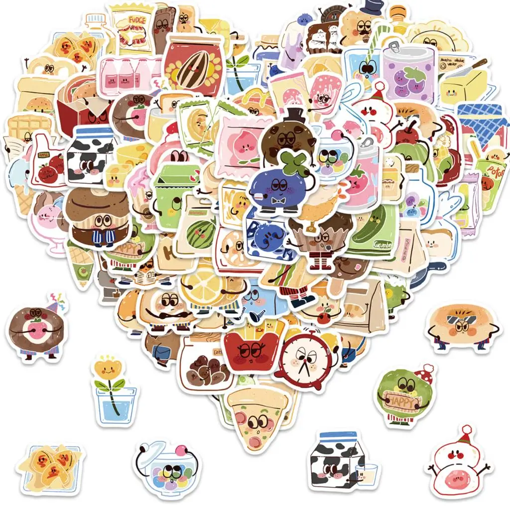 

10/100pcs Stickers Cartoon Food Fun Cute Graffiti Cartoon Skateboard Waterproof Luggage Sport DIY Laptop Car Stickers Decal Kids