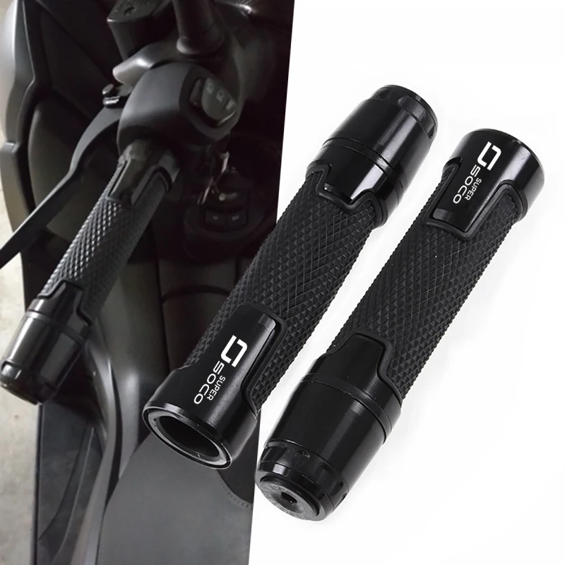 

For Super Soco TC TCmax TS TSx Motorcycle 7/8"22mm Aluminum Rubber Handlebar Grips Ends Handle Caps Hand Bar Plugs