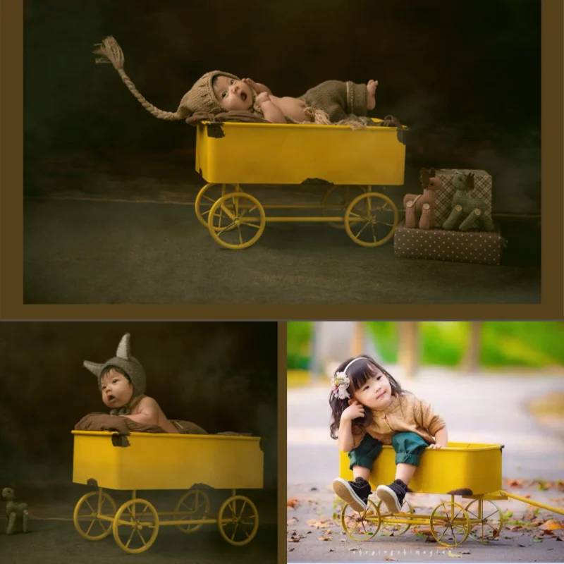 Shining Photography Props Yellow Car Posing Photo Props Wrought Iron Car Baby Photography One Hundred Days Auxiliary Props