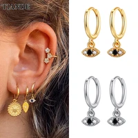 tiande silver color gold plated dangle earrings for women zircon piercing evil eye hoop drop earrings 2022 jewelry wholesale
