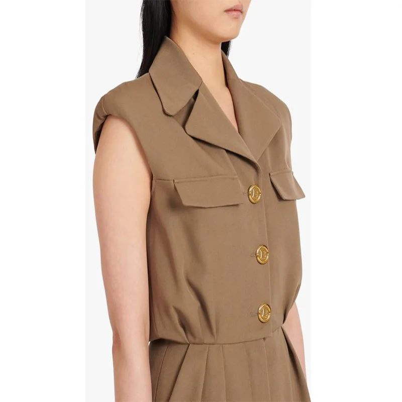 Летнее крутое коричневое однотонное красивое приталенное боди Dolly Drone без