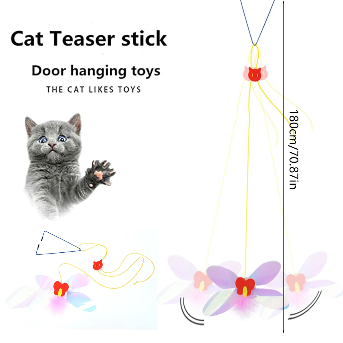 

Cat Toy Retractable Hanging Door Type Funny Stick Cat Scratching Rope Mouse Cat Toy Funny Cat Stick Pet Supplies Cat Accessories