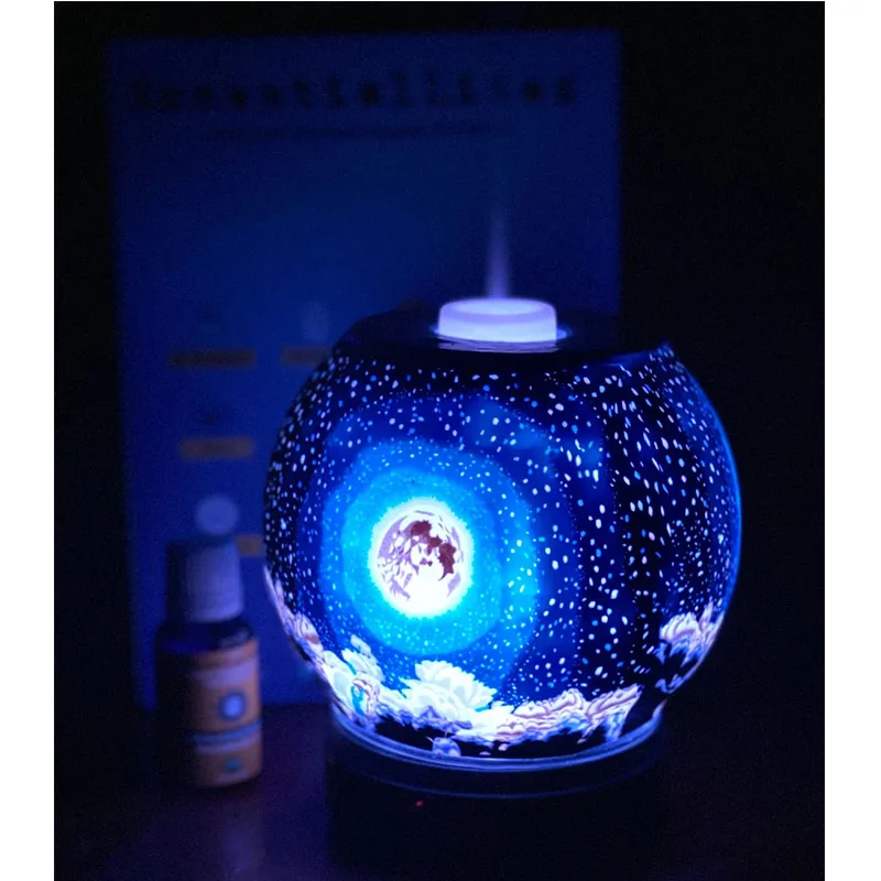 

Moon Handmade Aromatherapy Essential Oil Diffuser Ultrasonic Air Humidifier Quiet For Home Bedroom With Led Light Fogger